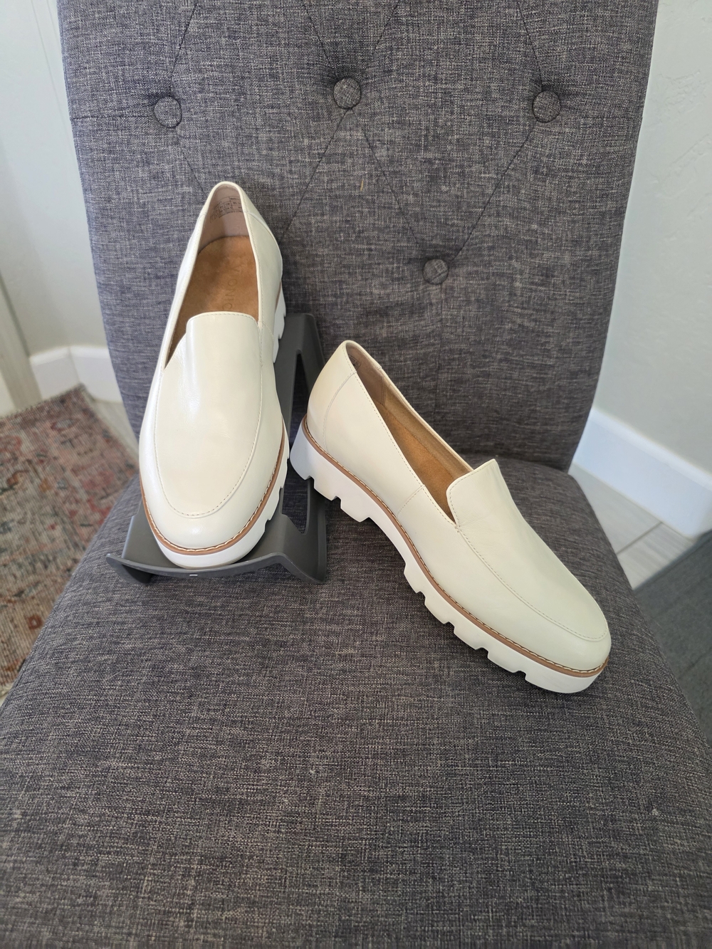 Vionic Cream Lug-Sole Slip-On Loafers